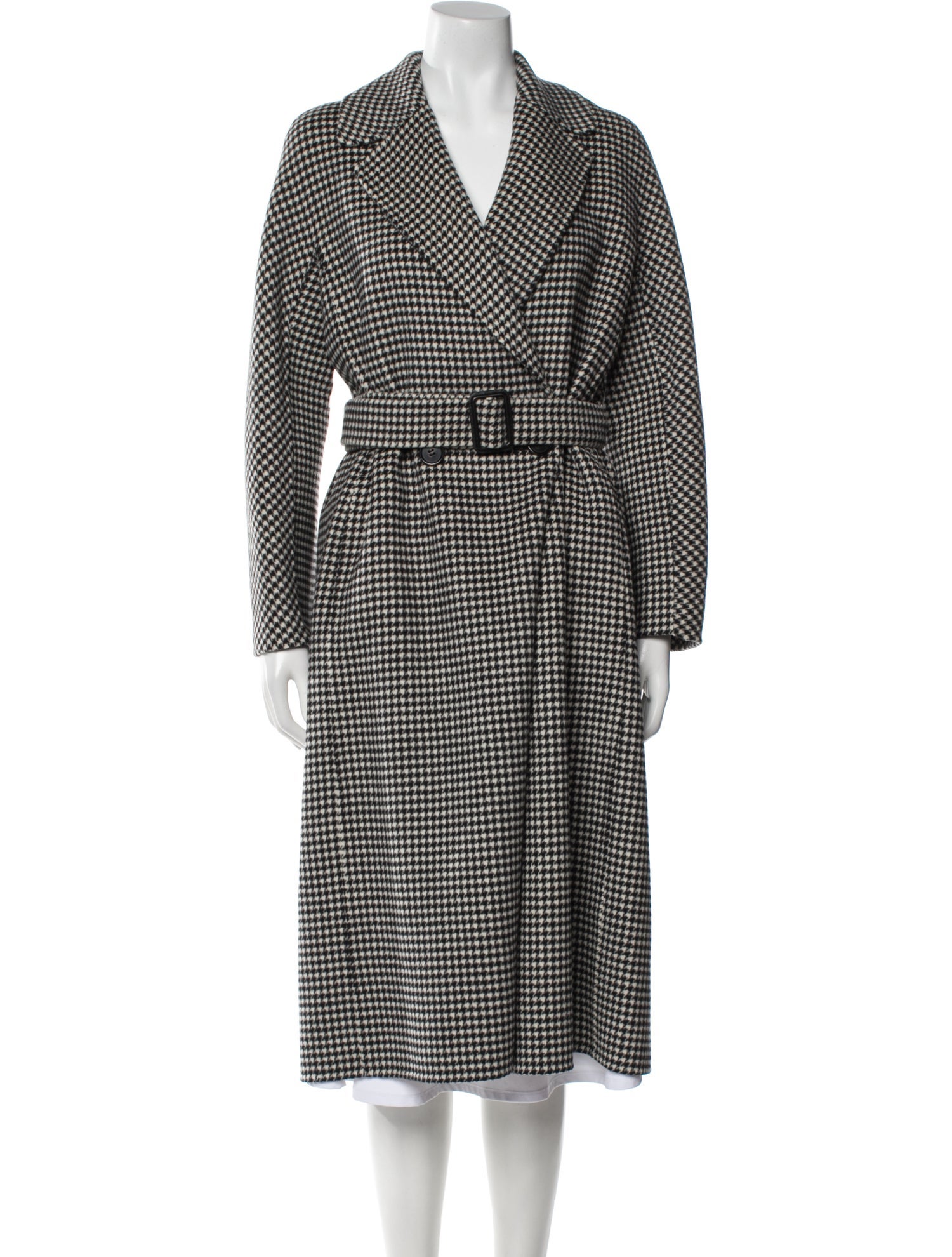 'S Max Mara Virgin Wool Plaid Print Trench Coat